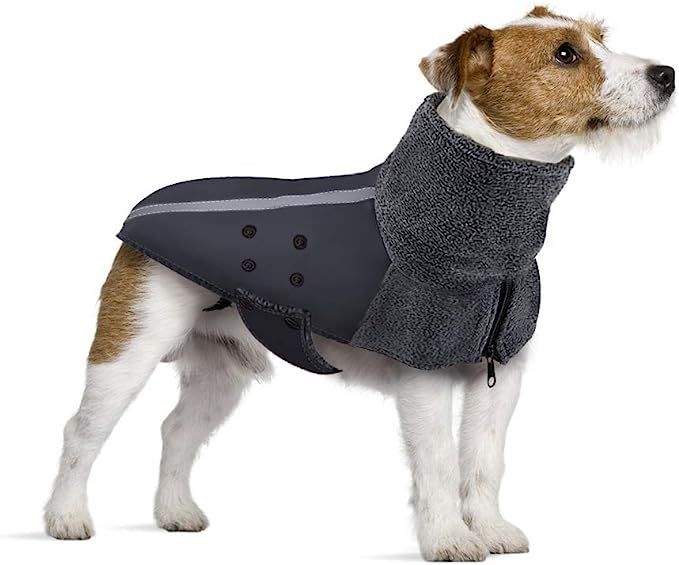 SlowTon Winter Dog Coat, Warm Polar Fleece Lining Doggie Outdoor Jacket with Turtleneck Scarf Ref... | Amazon (US)