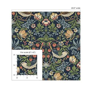 NextWall 30.75 sq. ft. Midnight Blue Aves Garden Vinyl Peel and Stick Wallpaper Roll NW43702 - Th... | The Home Depot