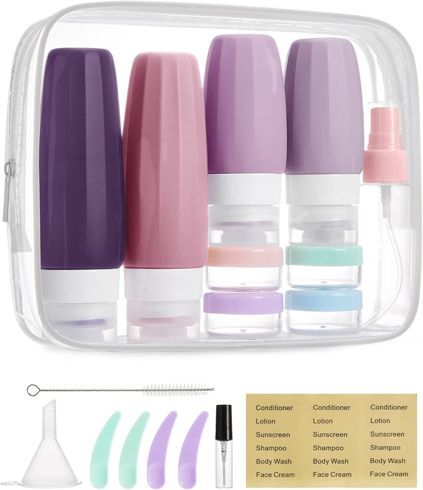 BAGSMART 18 Pack TSA Approved Travel Bottles for Toiletries, Leak Proof Silicone Travel Size Cont... | Amazon (US)