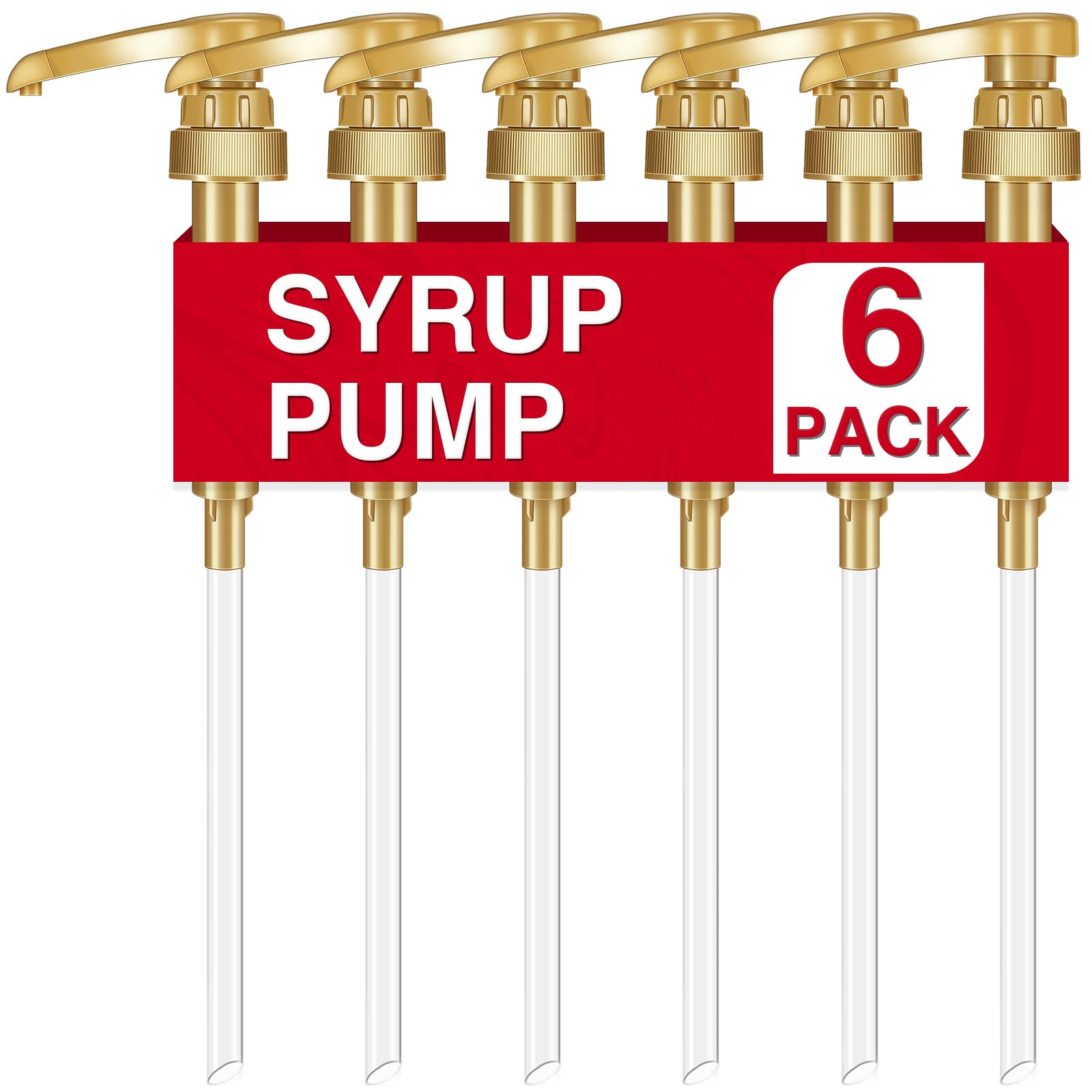 VOISEN Coffee Syrup Pumps, 6 Pack Gold TORANI Syrup Pump, Skinny Syrup Pump for 750ml 25.4oz Syru... | Amazon (US)