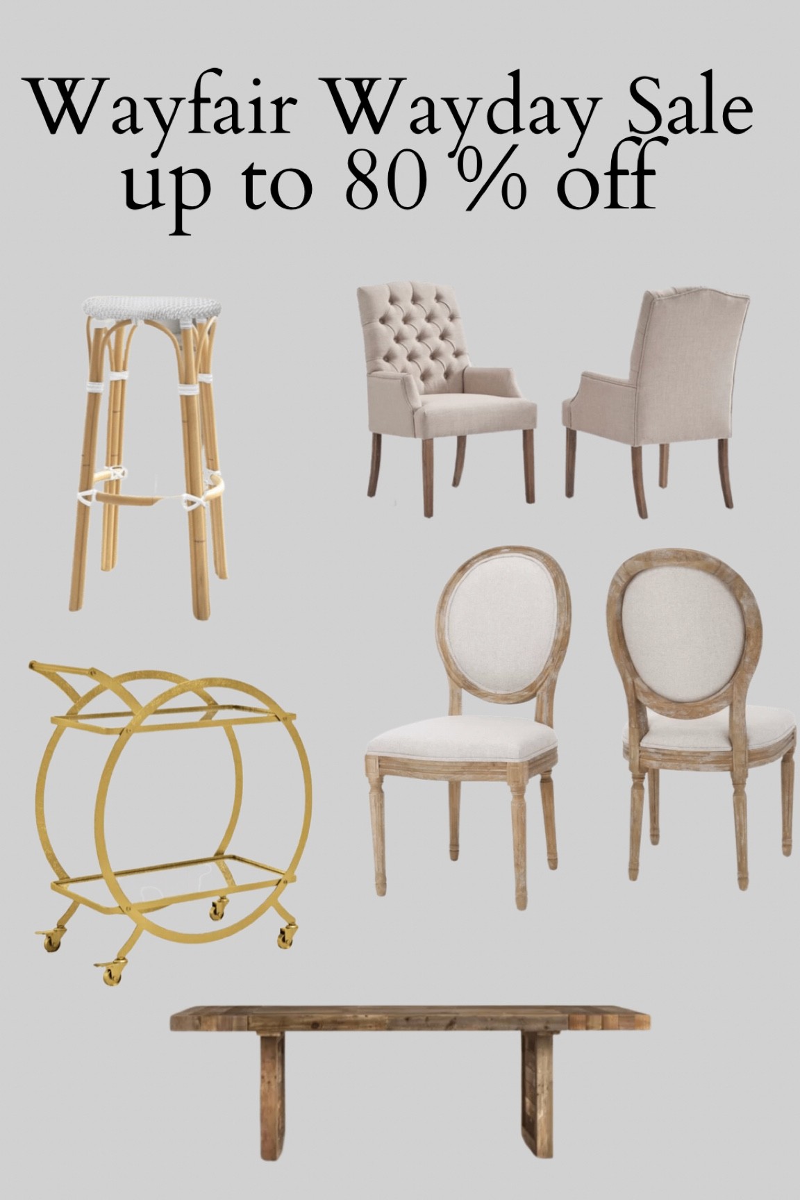 Wayfair Wayday sale! Up to 80 % off! 
Some of my furniture I have in my home is including in the sale! Dining table, bar cart, bar stools, dining chairs, dining furniture, furniture, living room furniture, counter stools 

#LTKhome #LTKHoliday #LTKsalealert