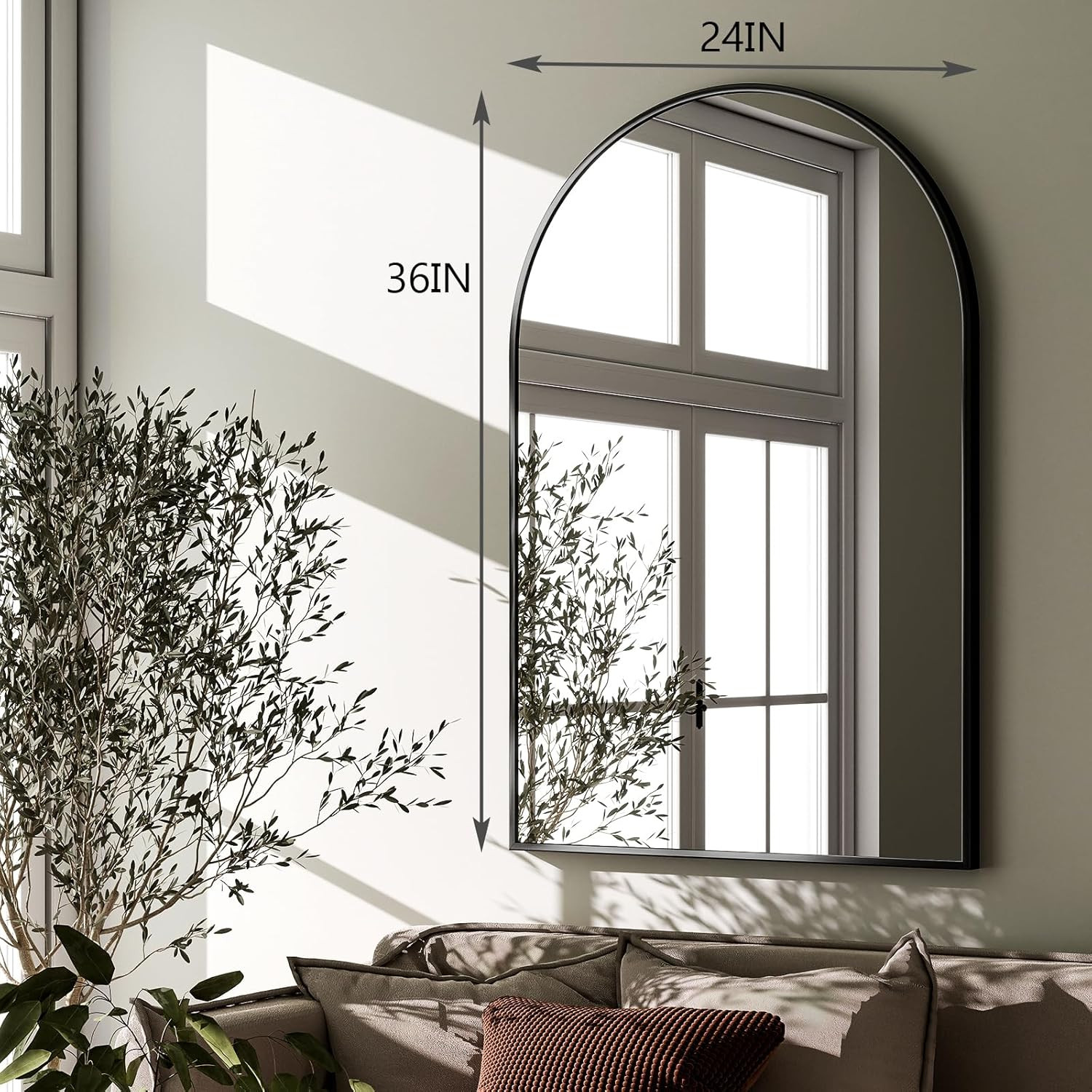 HARRITPURE Arched Wall Mirror 24"x36" – Black Metal Frame Vanity Mirrors for Bedroom, Entryway,... | Amazon (US)