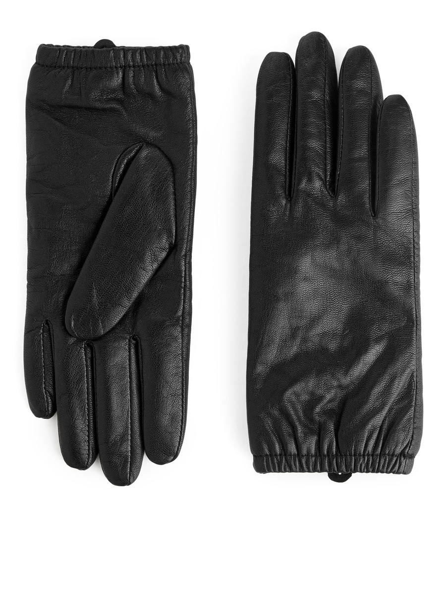Gefütterte Lederhandschuhe - Schwarz | ARKET (EU)