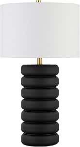 Henn&Hart Zelda 25" Tall Ceramic Bubble Body Table Lamp with Fabric Shade in Matte Black/Brass/Wh... | Amazon (US)