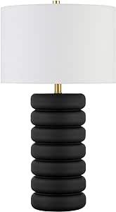 Henn&Hart Zelda 25" Tall Ceramic Bubble Body Table Lamp with Fabric Shade in Matte Black/Brass/Wh... | Amazon (US)