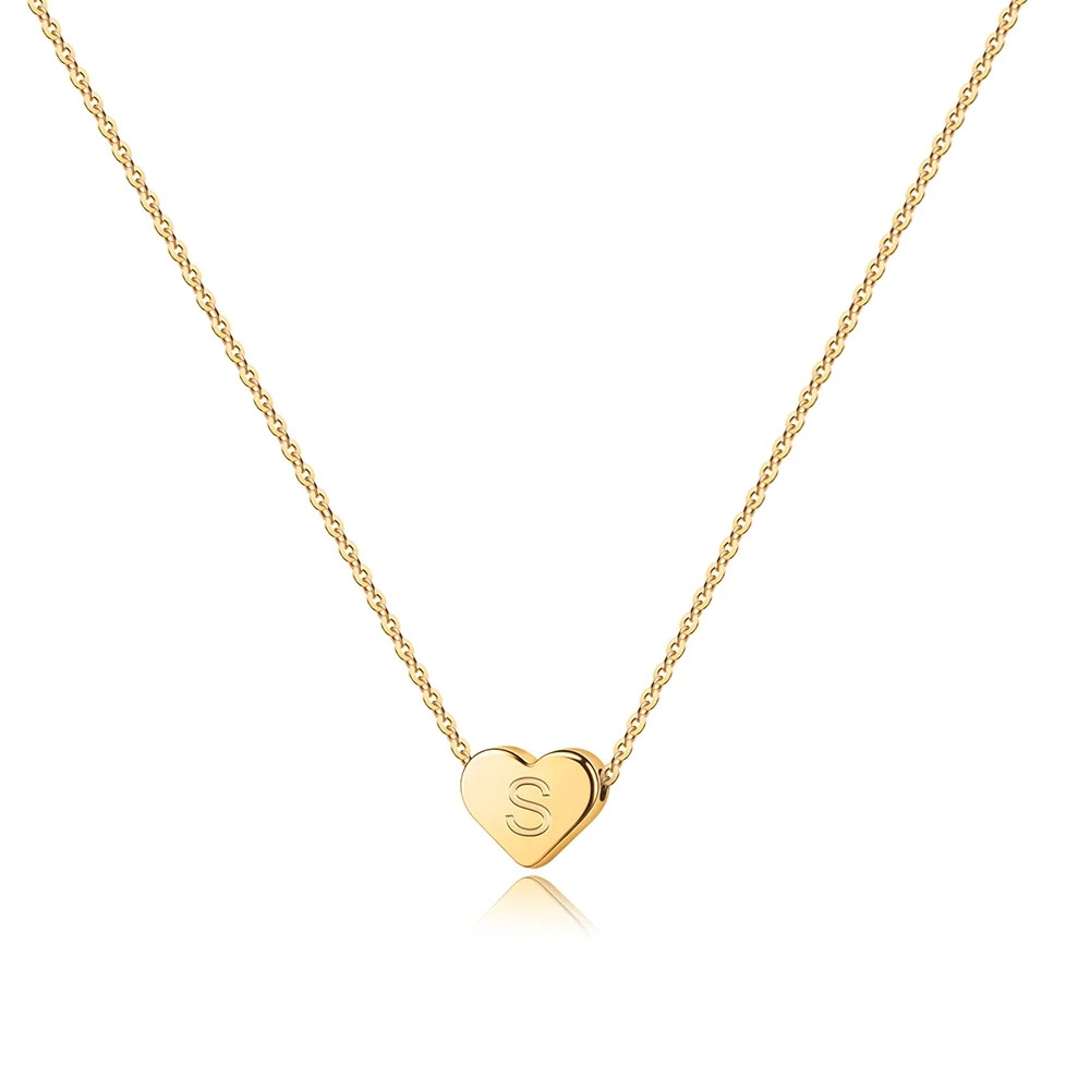 Heart Initial Necklace for Girls - 14K Gold Filled Heart Initial Necklace for Women | Walmart (US)