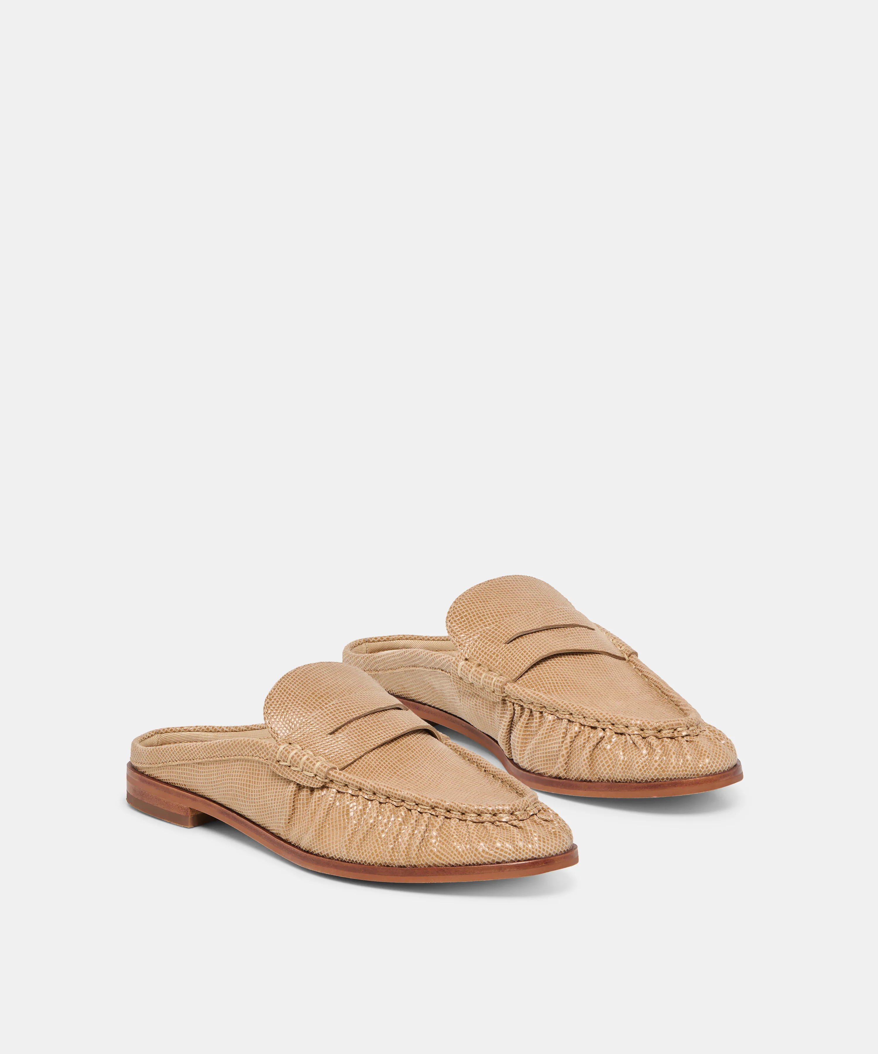 BETZY Latte Embossed Suede Closed-Toe Slip-On Loafers | Dolce Vita | DolceVita.com