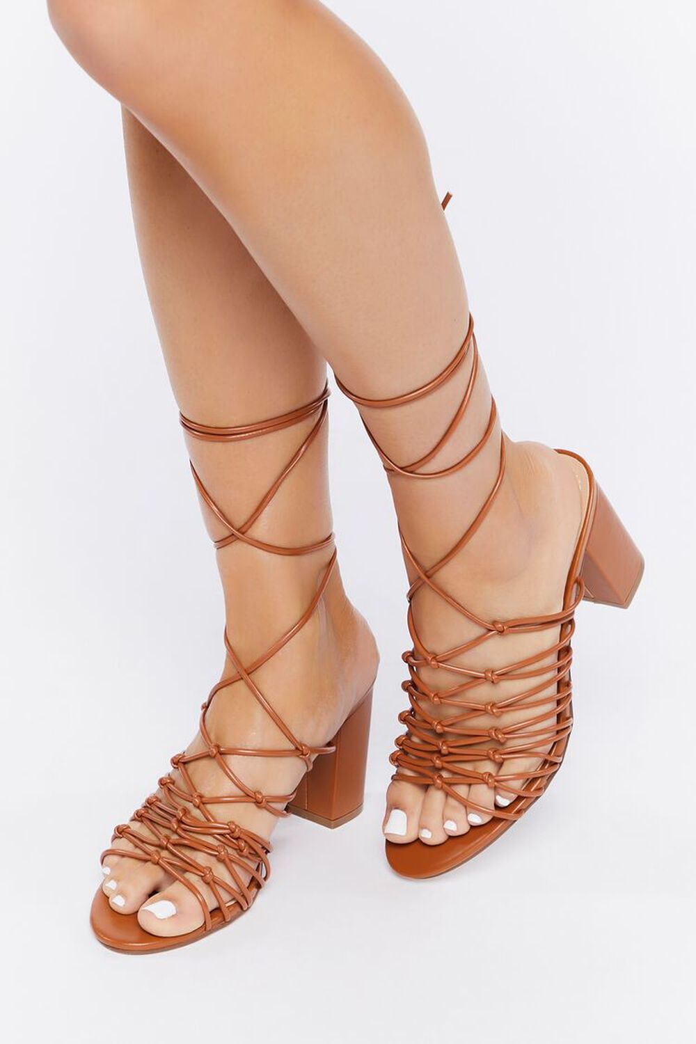 Faux Leather Lace-Up Heels | Forever 21 (US)