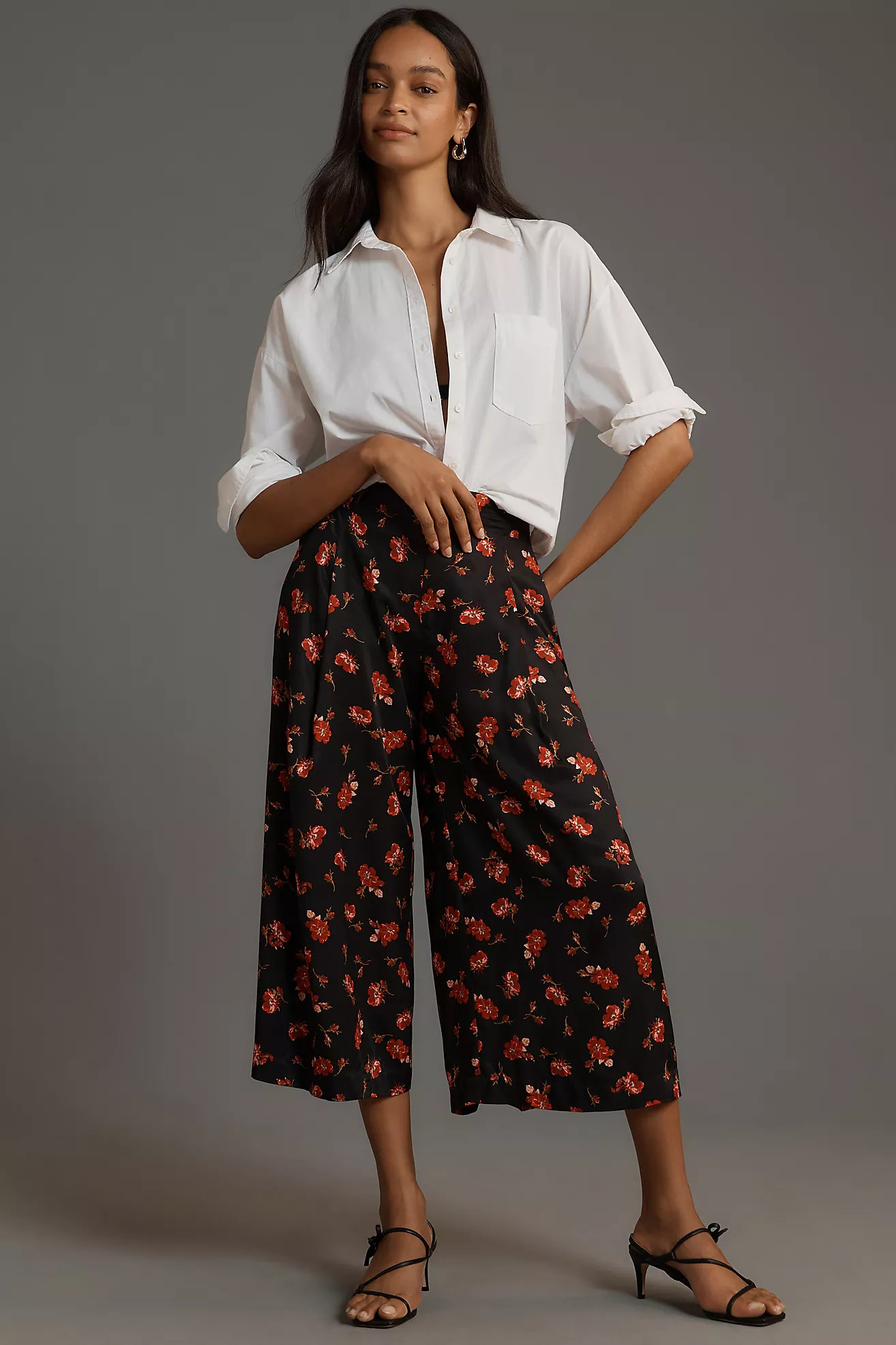 Maeve Printed Pleated A-Line Culottes | Anthropologie (US)