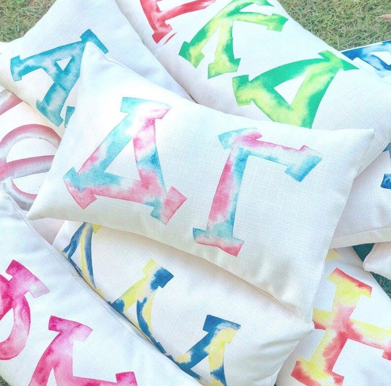 PHI MU Pillow  Watercolor Greek Letters  Accent Pillow  - Etsy | Etsy (US)