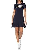 DKNY Women's Logo T-Shirt Dress, Navy/Yellow, Medium | Amazon (US)