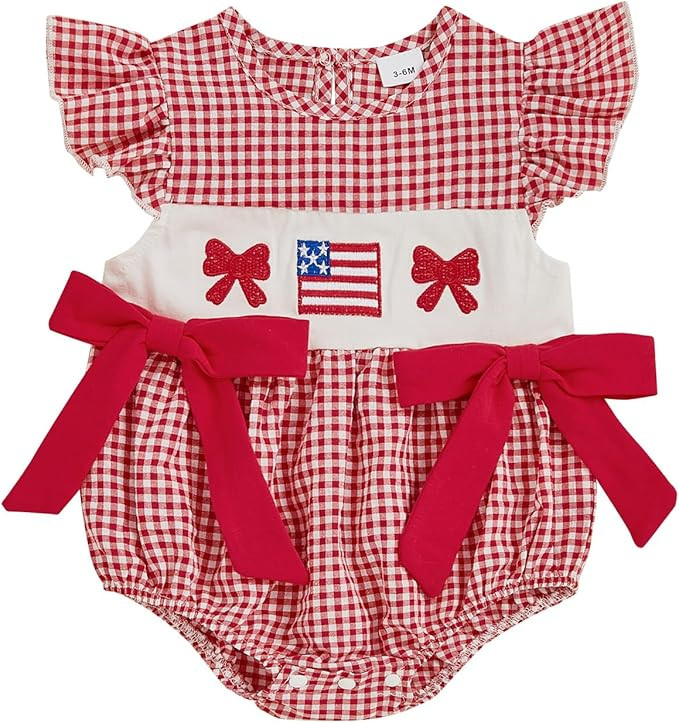 FYBITBO Baby Girl 4th of July Outfit 4th of July Usa Onesie Bubble Romper Newborn American Flag F... | Amazon (US)