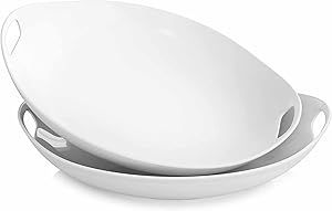 LAUCHUH Serving Platters for Entertaining White Serving Dishes with Handles Pasta Bowl Serving Bo... | Amazon (US)