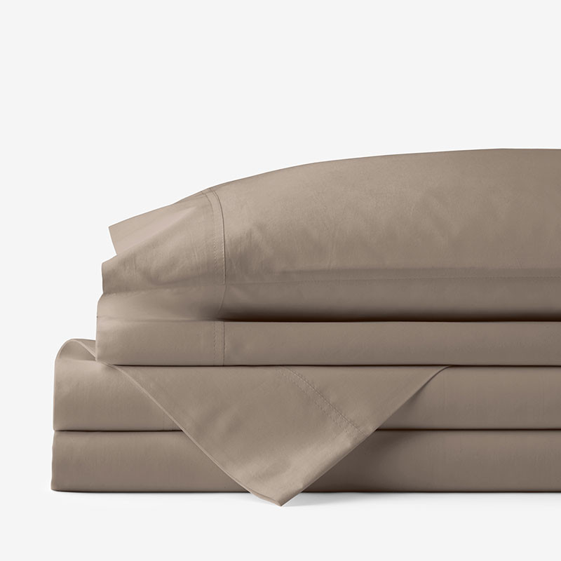 Classic Cool Cotton Percale Bed Sheet Set - Mocha, Twin XL | The Company Store