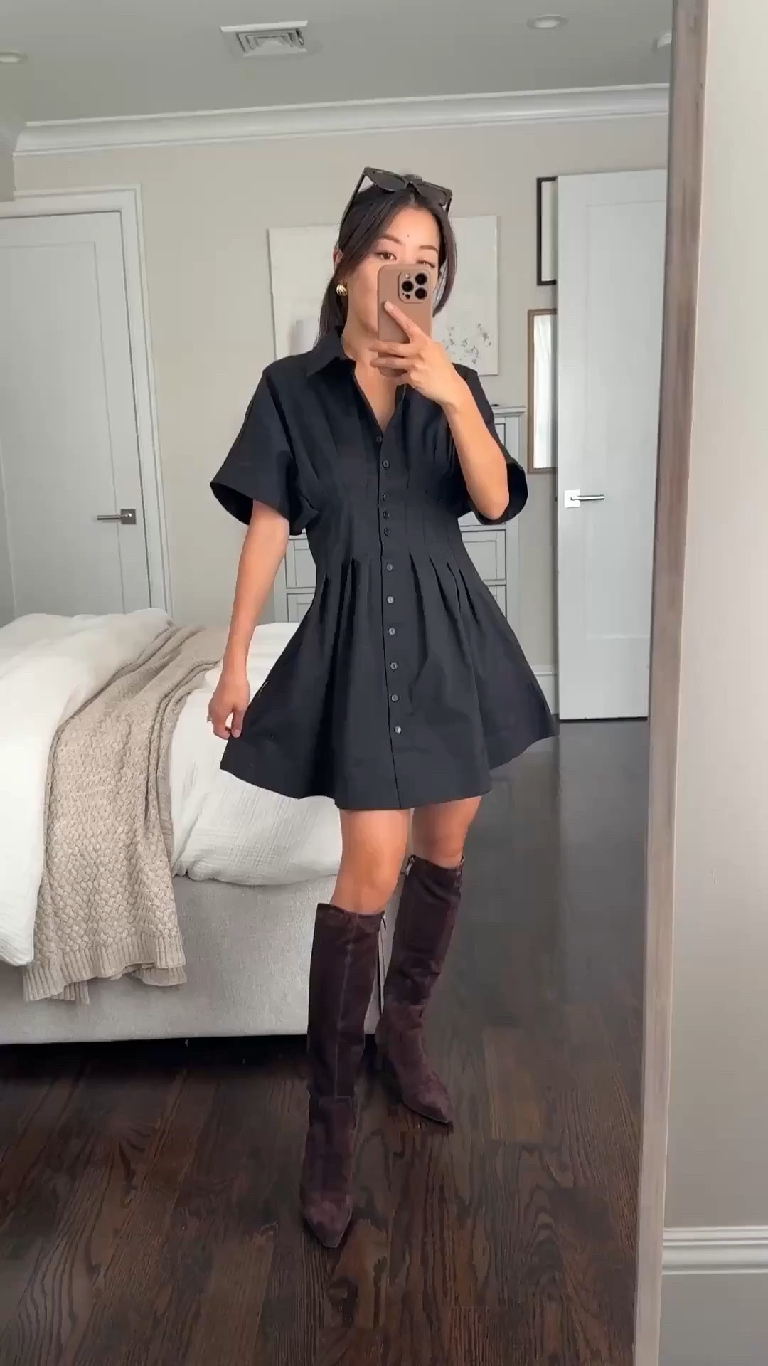 Anthropologie code! Use JEAN20 for 20% off full priced order $100+, 3/6 - 3/9

• Anthropologie tobie dress xxs petite. This colorway runs a little big - I have this dress in the blue linked too and it fits me more snug at the waist while this one has more room. 

Fairly Wrinkle resistant fabric and has pockets! The slightly structured fabric holds the shape well and 

• Naturalizer knee high boots sz 5.5 Narrow Calf. A great find for petites and also comes in standard and wide calf 

The narrow calf is fitted on me (I have 12.5” calves) and has comfortable low heel. The shaft height measures 15” in the front and 14” in the back. But this will increase as shoe size goes up !

• $15 BP sunglasses

Petite friendly dresses, short girl suede boots, mom style, little black dress

#LTKPetite #LTKspring #LTKSaleAlert