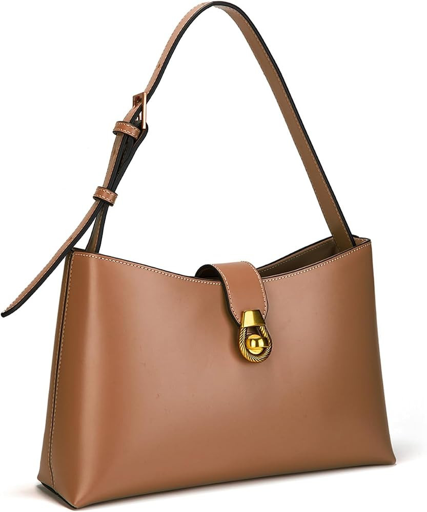C.Paravano Shoulder Bags for Women | Glossy Leather PU Tote Bag with Zipper Closure | Hobo Handba... | Amazon (US)