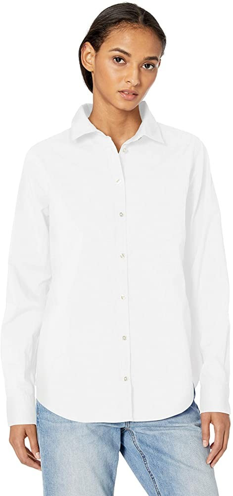 Amazon Essentials Women's Classic-Fit Long Sleeve Button Down Poplin Shirt | Amazon (US)
