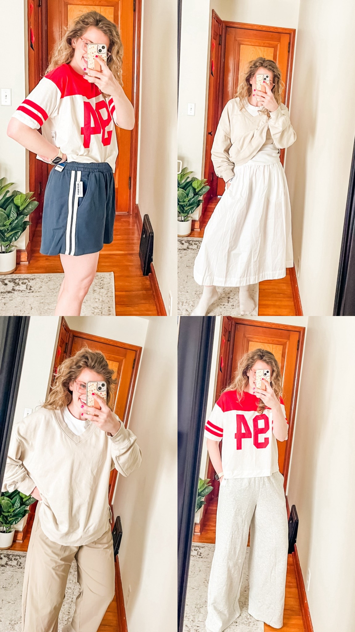 The oversized v-neck is so fun! I wore it shopping this weekend! 

Size medium in everything but the gray to shirt I got in a large! 