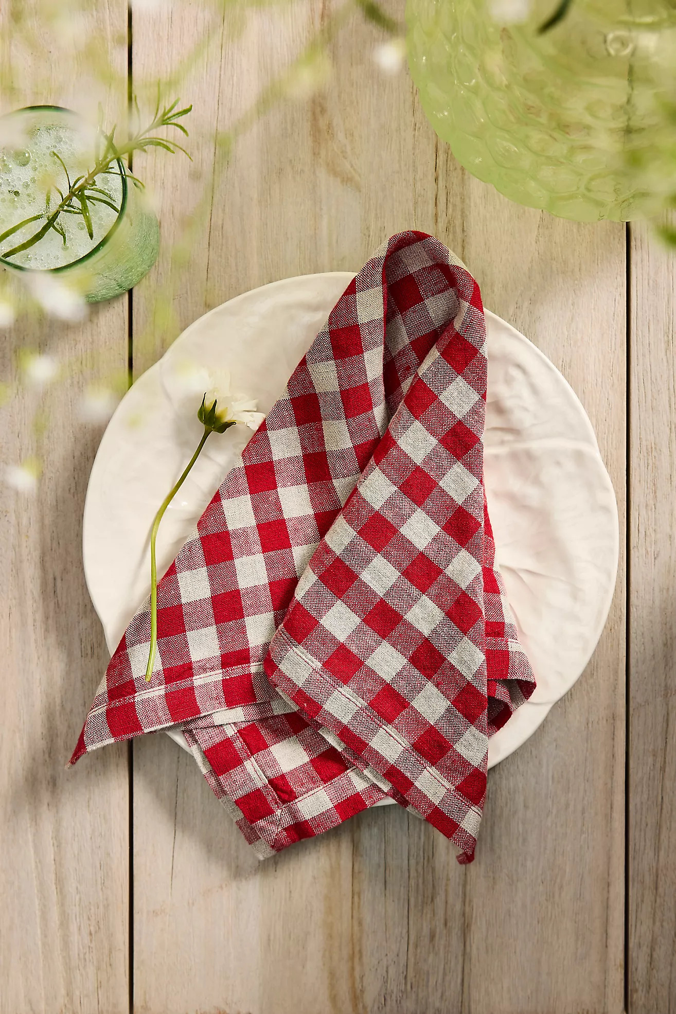 Red Gingham Linen Napkins, Set of 2 | Anthropologie (US)