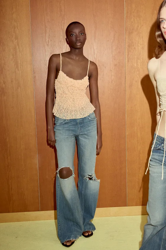 LACE GATHERED TOP | Zara UK