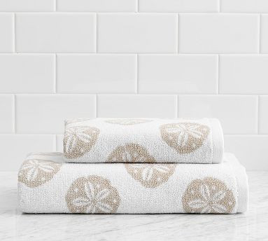 Sand Dollar Jacquard Bath Towel | Pottery Barn (US)