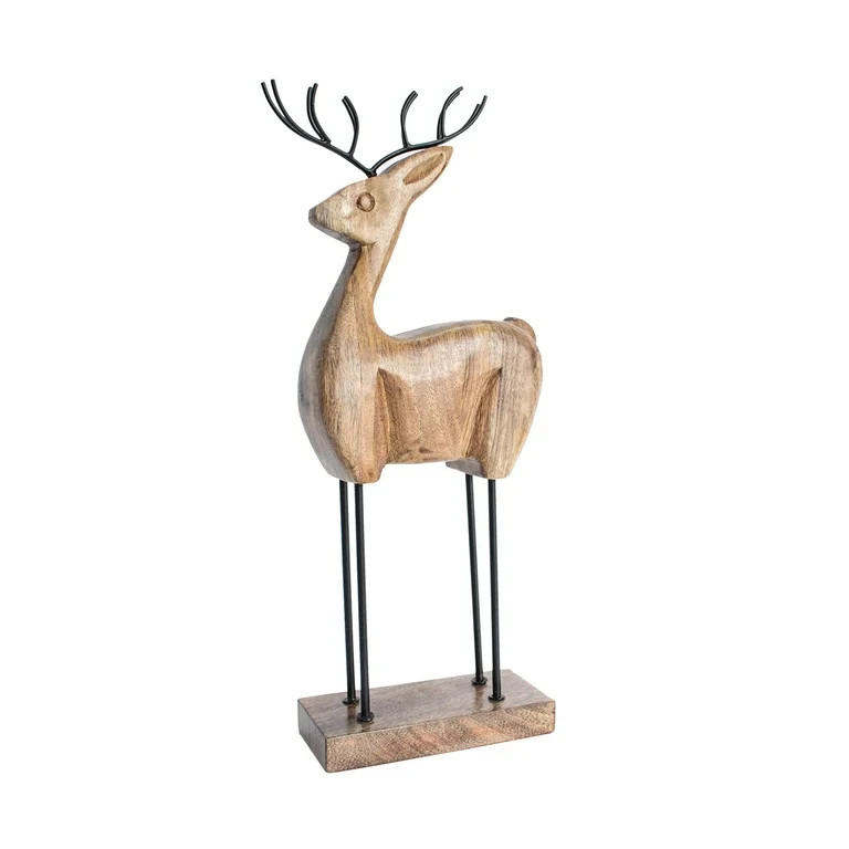 Wood and Metal Deer Christmas Tabletop Decoration, 16.14", by Holiday Time | Walmart (US)