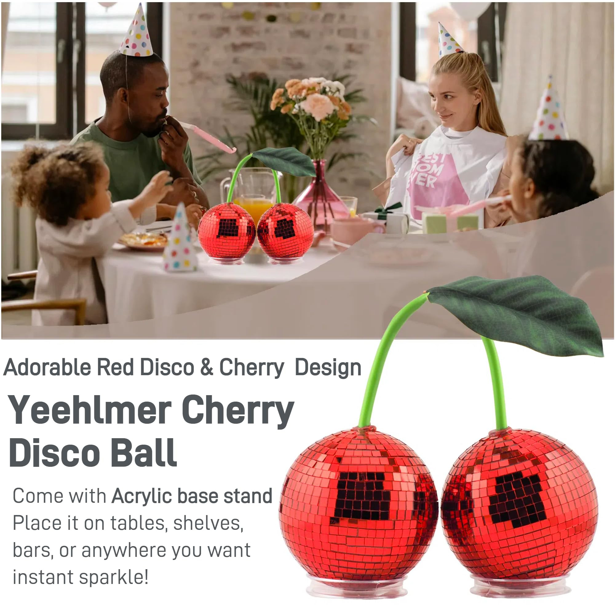 Disco Ball Cherry Decor Reflects Mirror Ball for Home & Window, Aesthetic Room Decor, Girly Gift ... | Amazon (US)