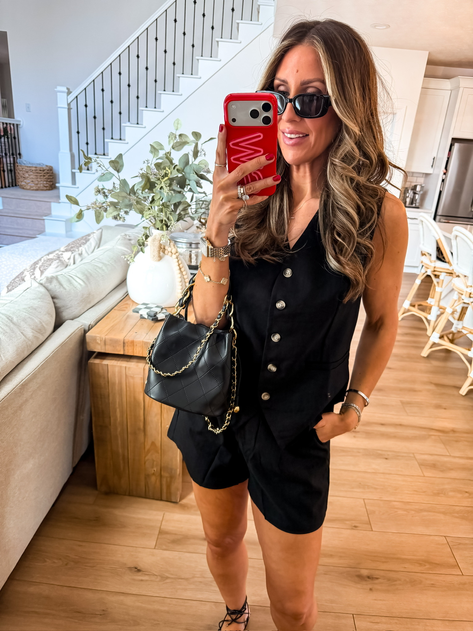 The perfect lightweight summer outfit! Causal chic black summer look. Effortless black style! Black summer  vacation outfit black summer fit women's fashion cute black finds tank and shorts mom must haves everyday wear cute busy mom summer style Themominstyle 

#LTKdayinmylife #LTKmomlife #LTKootd