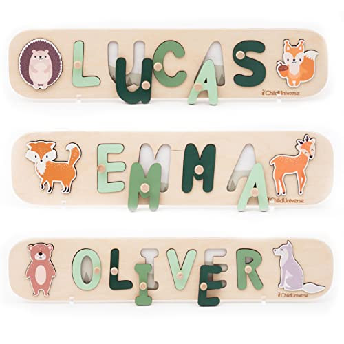 Name Puzzle for Toddler Woodland Nursery 1st Birthday Baby Boy Gift Kid Name Puzzle | Amazon (US)
