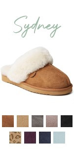 Dearfoams Women's Fireside Sydney Shearling Fur Indoor/Outdoor Scuff Slipper with Wide Widths | Amazon (US)