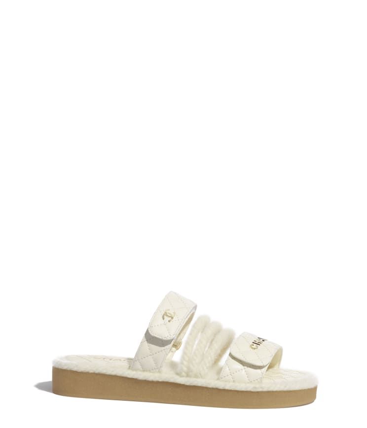 Cord & Lambskin Ivory Mules | CHANEL | Chanel, Inc. (US)