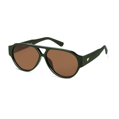 VANLINKER Retro Aviator Polarized Sunglasses for Women Men Classic Vintage 70s Trendy Sun Glasses VL9842,Green/Brown | Amazon (US)
