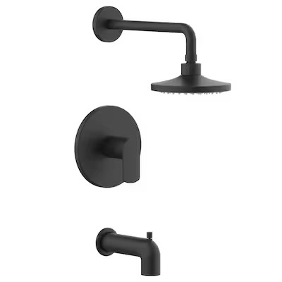 Origin 21 Candace Matte Black 1-handle Single function 6.291-in Round Bathtub and shower Faucet w... | Lowe's