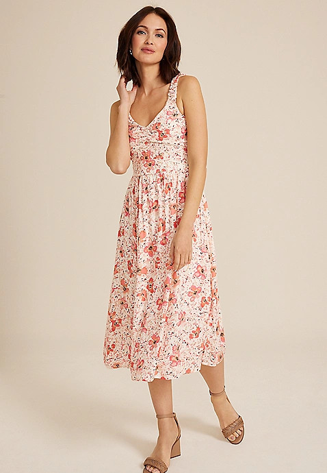Bare Floral Midi Dress | Maurices