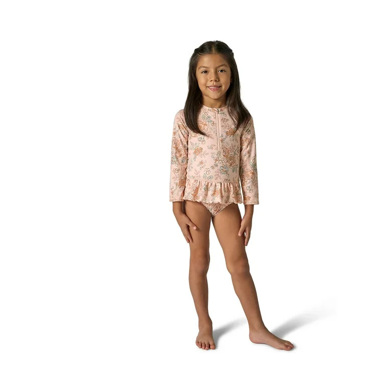 Modern Moments by Gerber Baby and Toddler Girl Peplum Ruffle Rashguard, Sizes 0/3M - 5T | Walmart (US)