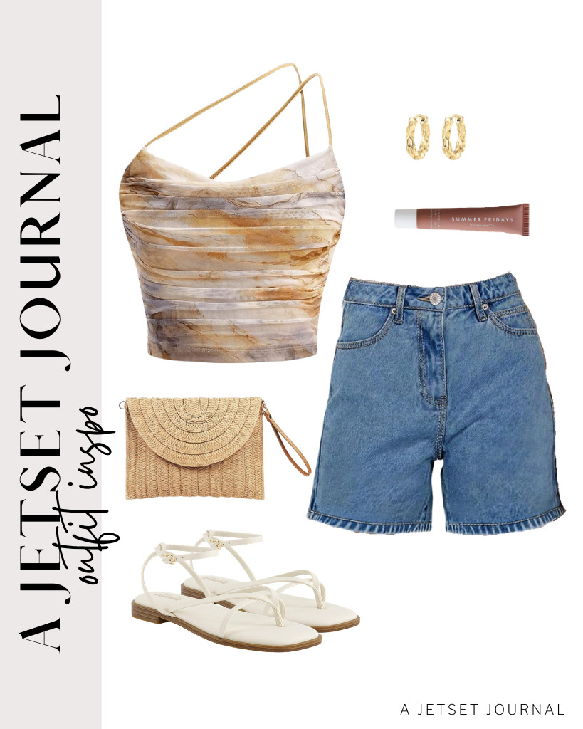 Pair this yellow Floerns one-shoulder cami top with denim shorts from SANMM. This light combination is perfect for CUSHIONAIRE Vida strappy flat sandals and COOKOOKY's straw clutch handbag. Wear a pair of huggie earrings to complete this fit.

#LTKSeasonal #LTKSaleAlert #LTKTravel
 

 