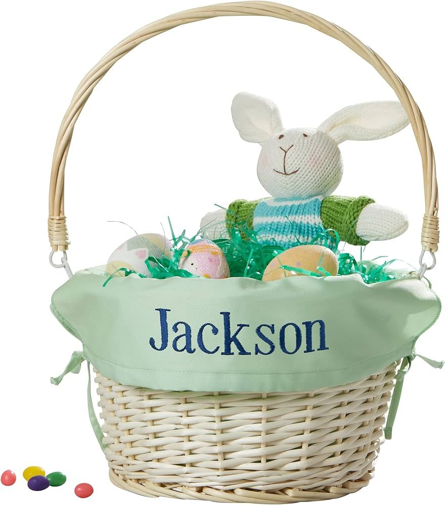 Personalization Universe Personalized Willow Easter Basket with Folding Handle-Light Green | Amazon (US)