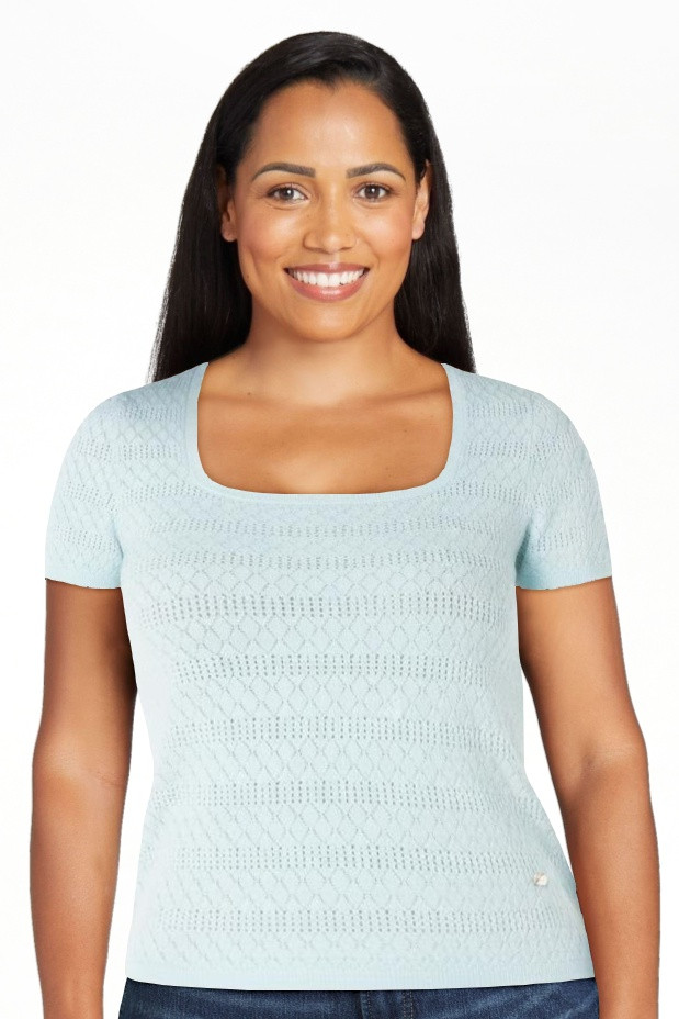 Celebrity Pink Women's and Women's Plus Short Sleeve Pointelle Top, Sizes XS-XXXL | Walmart (US)