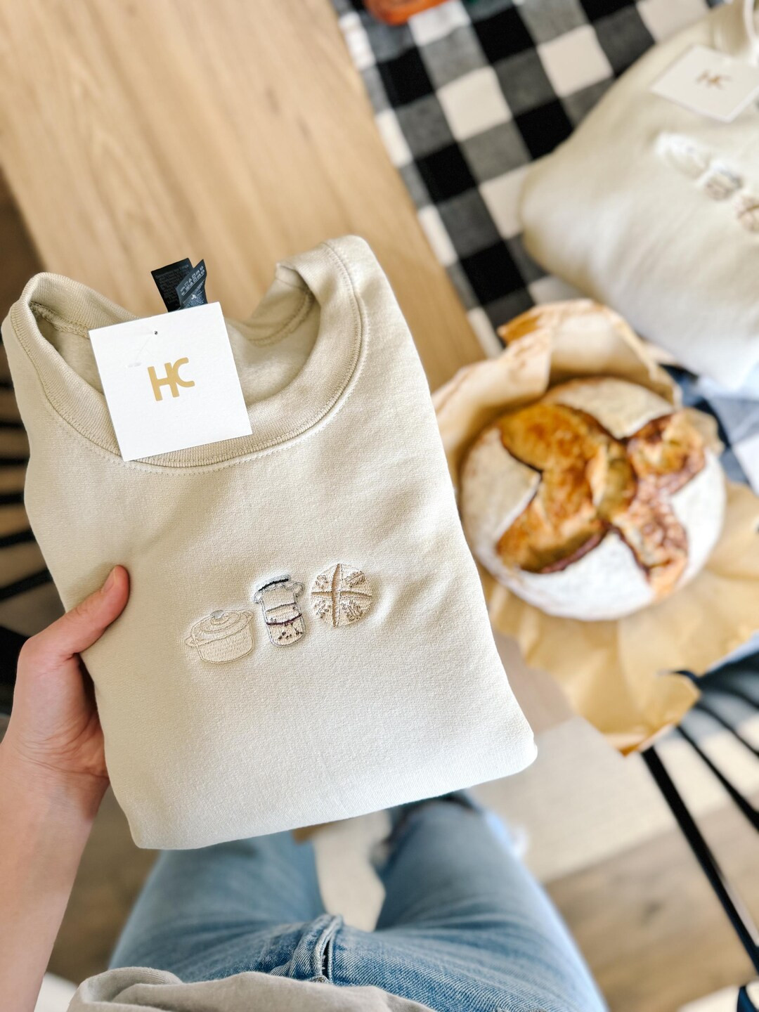 Sourdough Trio Embroidered Crewneck - Etsy | Etsy (US)