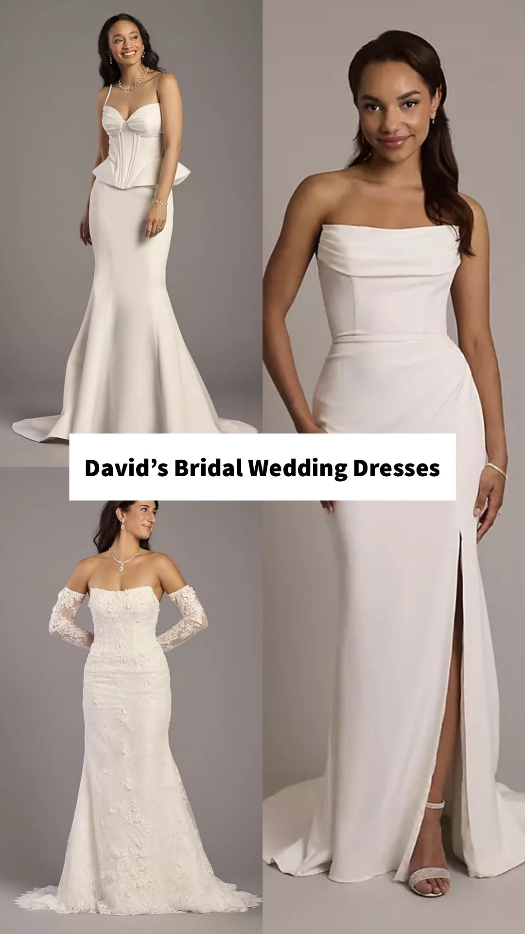 Affordable, simple wedding dresses at David’s Bridal.

Reception dresses, bride wedding dresses, courthouse elopement dresses, long white dresses, minimalist wedding dresses, or micro wedding dresses. 

#LTKWedding #LTKSeasonal