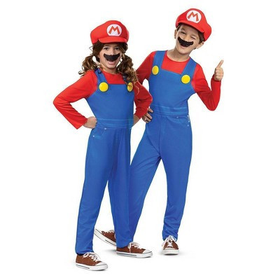 Nintendo Super Mario Bros Elevated Kids' Classic Halloween Costume M (7-8): Nintendo Boys' Jumpsuit with Hat & Mustache | Target