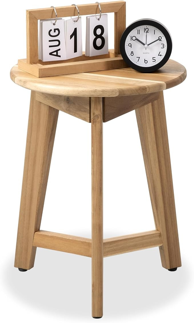 VICTORY RELAX Round Side Table – Acacia Wood End Table for Living Room or Bedroom – Light Nat... | Amazon (US)