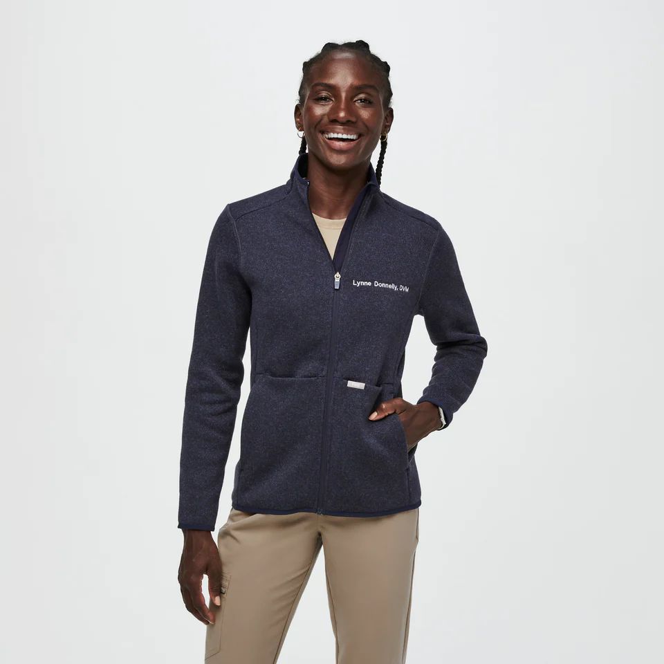 Women’s On-Shift™ Sweater Knit Jacket - Heather Navy · FIGS | FIGS