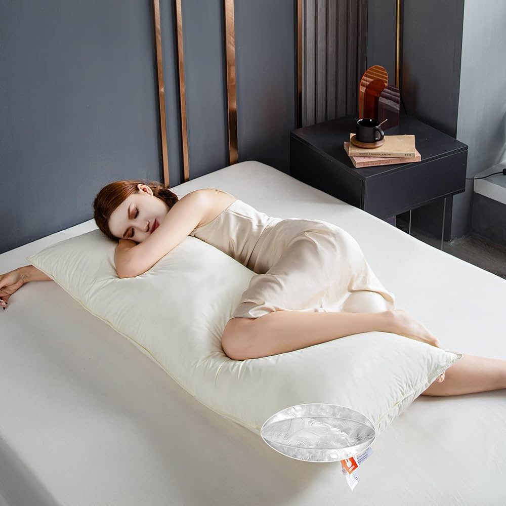 Goose Down Body Pillow, Firm Body Pillows for Sleeping, Large Long Bed Pillow for Adults Side Sle... | Amazon (US)
