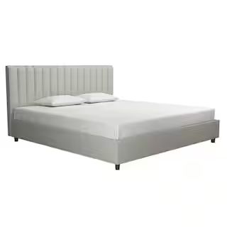 Novogratz Brittany Light Gray Linen King Upholstered Bed-4190449N - The Home Depot | The Home Depot