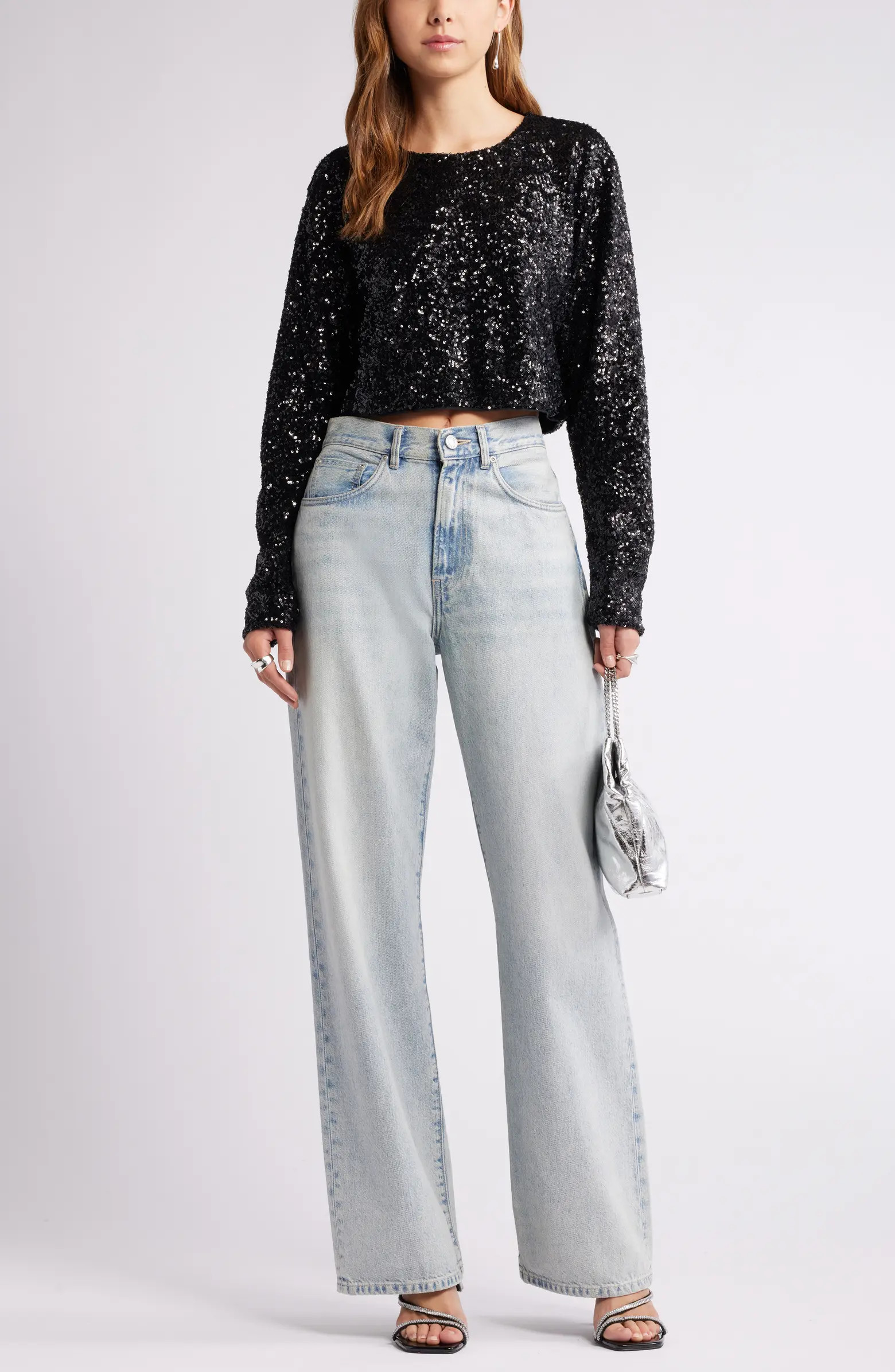 Open Edit Crop Sequin Top | Nordstrom | Nordstrom