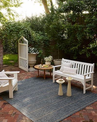 Loloi Birch Collection BIR-02 Sky/Wheat 7'-10" x 10', .25" Pile Height, Area Rug, Indoor/Outdoor, Durable, Neutral, Easy Clean, Rug for Patio, Deck, Entry, Balcony, Outdoor Space | Amazon (US)