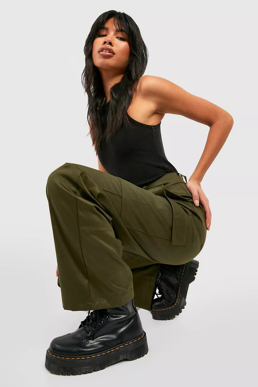 High Waist Cargo Broek Met Rechte Pijpen | Boohoo.com (NL)