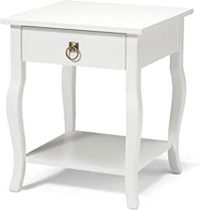 Kate and Laurel Lillian Wood Side Table with Curved Legs, Drawer, and Shelf, White | Amazon (US)