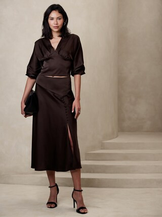 Covered Button Maxi Skirt | Banana Republic Factory